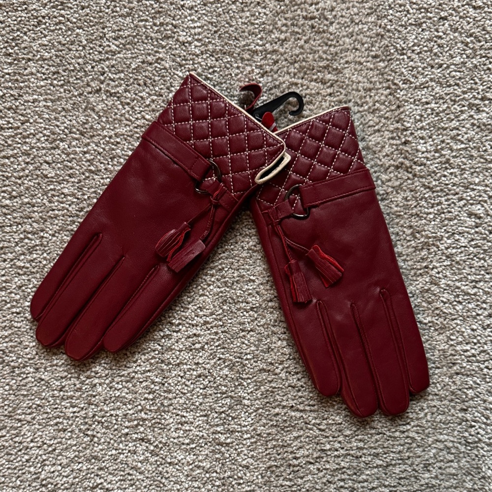Elegant Red Leather Gloves